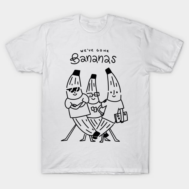 We've Gone Bananas, (Black) T-Shirt by ginaromoart